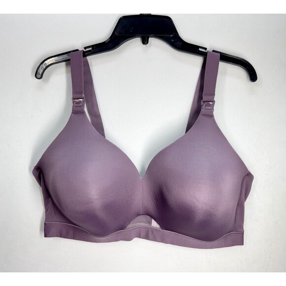 Cacique Lightly Lined Full Coverage No Wire Nursing Bra 42DD Purple Mesh Cutout - Picture 1 of 9